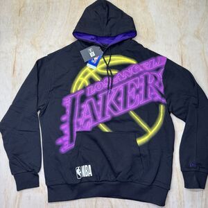 NEW Los Angeles Lakers New Era Enlarged Neon Logo Hoodie Black LG